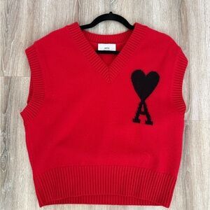 Ami Paris Alexandre Mattiussi Red cardigan vest